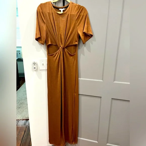 Topshop Woman Maxi Dress Brown Size 10 Polyester, Elastane Topshop Woman Maxi Dress Brown Size 10 Polyester, Elastane